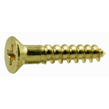 #6 x 3/4 Brass Phillips Flat Head Wood Screws WSFB-166