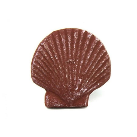 Red Whitewashed Cast Iron Shell Napkin Ring 4" - set of 2 - Decorative Seashell Napkin Holder