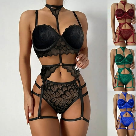 Hopeup Lace Strappy Bra Thong Garter Set Female Lace G-string Thin Underwear Panties Garter for Daily Wear
Hopeup Lace Strappy Bra Thong Garter Set Female Lace G-string Thin Underwear Panties Garter for Daily Wear
