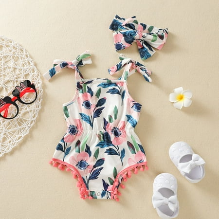 DENGDENG Baby Girls Floral Printed Sleeveless Cotton Romper Infant Toddler Clothes with Headband Summer Jumpsuit
DENGDENG Baby Girls Floral Printed Sleeveless Cotton Romper Infant Toddler Clothes with Headband Summer Jumpsuit