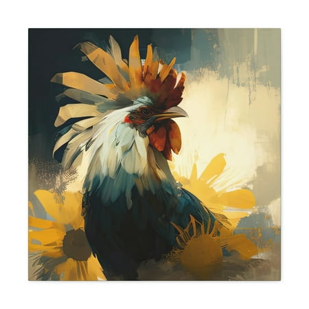 Barbara J Rooster Flowers C 24” x 24” Cotton Canvas Wall Art Digital Print