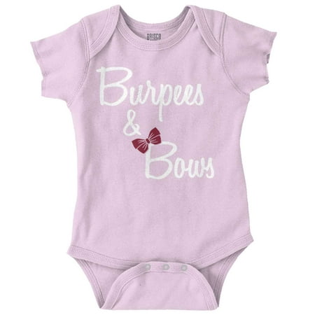 Burpees And Bows Little Workout Gym Baby Bodysuit Jumper Girls Brisco Brands