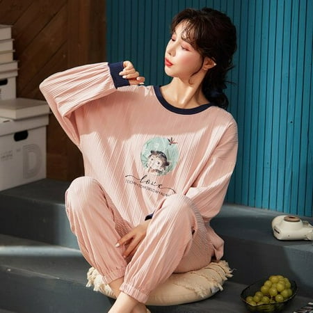 DanceeMangoo New Autumn Winter Womens Full Cotton Long Sleeve Pajamas Set Loose Leisure Adult Women Sleepwear Set Trousers Party Pajamas
DanceeMangoo New Autumn Winter Womens Full Cotton Long Sleeve Pajamas Set Loose Leisure Adult Women Sleepwear Set Trousers Party Pajamas
