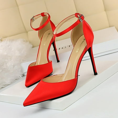 Women‘s Pointed Toe Pumps Stiletto Ankle Strap Solid Color Sandals Women‘s High Heels
Women‘s Pointed Toe Pumps Stiletto Ankle Strap Solid Color Sandals Women‘s High Heels