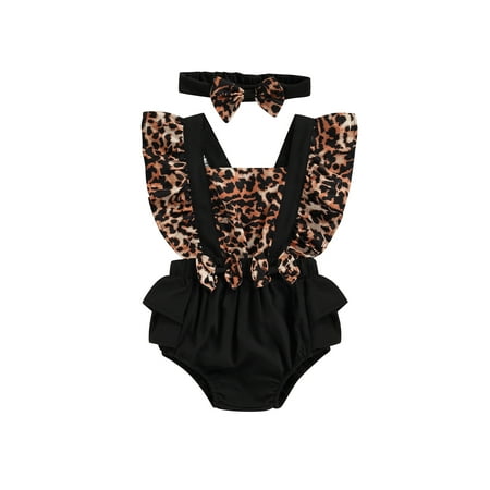 Bebiullo Newborn Baby Girls Leopard Playsuit Ruffled Bodysuit+Headband Fly Sleeve Romper Jumpsuit Clothes Black 12-18 Months
Bebiullo Newborn Baby Girls Leopard Playsuit Ruffled Bodysuit+Headband Fly Sleeve Romper Jumpsuit Clothes Black 12-18 Months