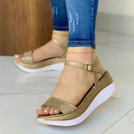Aayomet Walking Sandals Women Ladies Fashion Solid Color Leather Rhinestone Decorative Open Toe Buckle Thick Sole Sandals Gold 7
Aayomet Walking Sandals Women Ladies Fashion Solid Color Leather Rhinestone Decorative Open Toe Buckle Thick Sole Sandals Gold 7