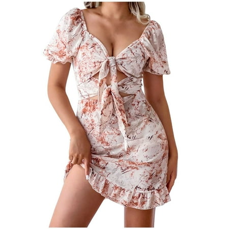YanHoo Women s Mini Dresses Ruffle Short Sleeve V Neck Tie Waist Swing Dress Summer Beach Floral Print Dress
YanHoo Women s Mini Dresses Ruffle Short Sleeve V Neck Tie Waist Swing Dress Summer Beach Floral Print Dress