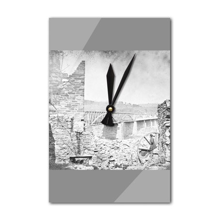 Washington, DC - Chain Bridge Near Washington Civil War Photograph (Acrylic Wall Clock)