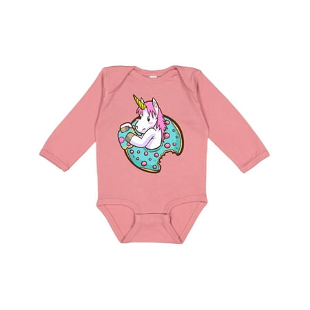 Inktastic Unicorn Donut Gift Baby Boy or Baby Girl Long Sleeve Bodysuit