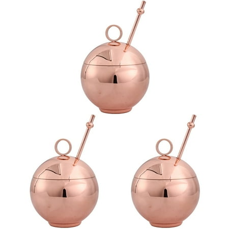 Bestonzon 3pcs Stainless Steel Creative Cocktail Mug Cocktail Cup Beer Cup Cocktail Cup with Straw