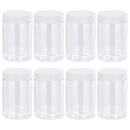 Uxcell 27oz/ 800ml Round Plastic Jars with White Screw Top Lid for Storage 8Pack