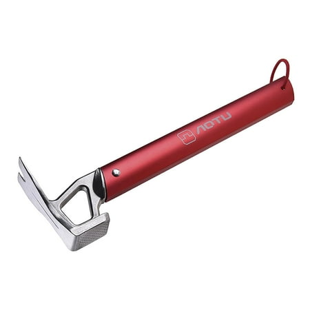 Outdoor Camping Hammer Aluminum Handle Tent Mallet Multi Functional Portable Red