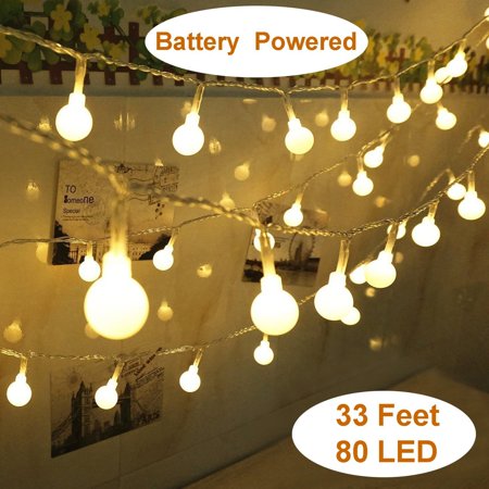 Yesee 33FT 80 Leds Battery Operated LED String Lights, Outdoor / Indoor String Lights Fairy Decor for Bedroom Patio Party Christmas. (Warm White)