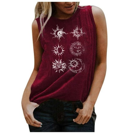 FREE SHIPPING-camisole Women s New O-Neck Sun And Moon Printing Sleeveless Casual Loose Vest Tops nightgowns for women lingerie valentines day birthday gifts Red
FREE SHIPPING-camisole Women s New O-Neck Sun And Moon Printing Sleeveless Casual Loose Vest Tops nightgowns for women lingerie valentines day birthday gifts Red