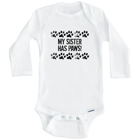 My Sister Has Paws Funny One Piece Baby Bodysuit - Dog Baby Bodysuit For Kids (Long Sleeve) 0-3 Months White
My Sister Has Paws Funny One Piece Baby Bodysuit - Dog Baby Bodysuit For Kids (Long Sleeve) 0-3 Months White