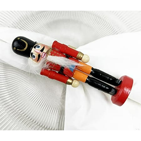 Fennco Styles Handmade Wooden Nutcracker Decorative Napkin Rings Set of 4 - Red Festive Soldier Napkin Holders for Dining Table Christmas Holidays Décor and Special Occasions
Fennco Styles Handmade Wooden Nutcracker Decorative Napkin Rings Set of 4 - Red Festive Soldier Napkin Holders for Dining Table Christmas Holidays Décor and Special Occasions