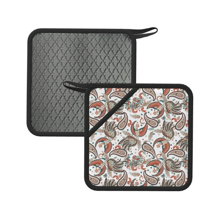 2PCS Pot Holders for Kitchen - Heat Resistant Silicone Pot Holders with Hanging Loop Paisley Floral Non Slip Oven Hot Pads Potholders for Decor Baking Cooking Kitchen
2PCS Pot Holders for Kitchen - Heat Resistant Silicone Pot Holders with Hanging Loop Paisley Floral Non Slip Oven Hot Pads Potholders for Decor Baking Cooking Kitchen
