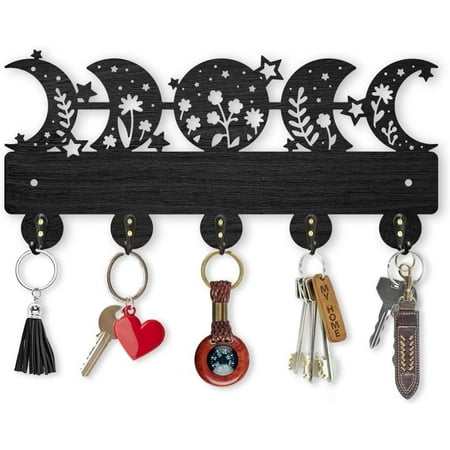 Moon Phase Star Coat Rack Wall Mount Wooden Floral Key Holder 11 8 5 5inch 5 Alloy Hooks Dreamy Art Decor Black Organizer Gift Entryway Hallway Kitch
Moon Phase Star Coat Rack Wall Mount Wooden Floral Key Holder 11 8 5 5inch 5 Alloy Hooks Dreamy Art Decor Black Organizer Gift Entryway Hallway Kitch