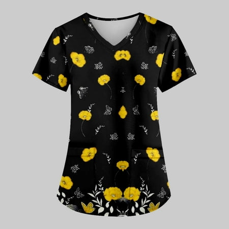 Yubatuo Women Plus Size Scrubs Top with Pockets V-Neck Short Sleeve Printed Work Blouse for Women Black 2XL
Yubatuo Women Plus Size Scrubs Top with Pockets V-Neck Short Sleeve Printed Work Blouse for Women Black 2XL