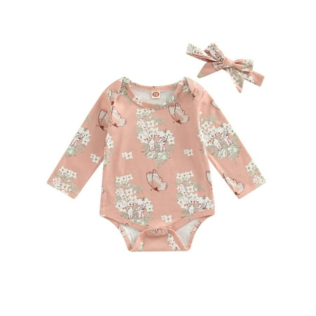 Musuos Baby Girl s Romper Outfit Round Neck Long Sleeve Butterfly Floral Printed Snap Closure Romper + Headband
Musuos Baby Girl s Romper Outfit Round Neck Long Sleeve Butterfly Floral Printed Snap Closure Romper + Headband