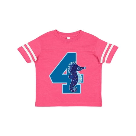 Inktastic 4th Birthday Seahorse Ocean Party Gift Toddler Boy Girl T-Shirt