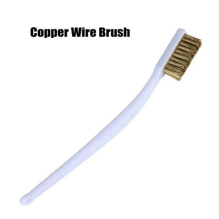 White Plastic Handle Brass Wire Brush Stainless Steel Nylon Metal Rust Cleaning
