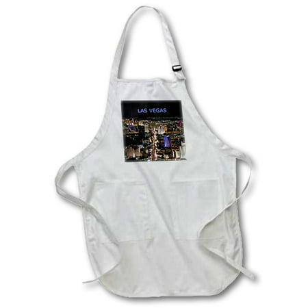 3dRose Las Vegas The Strip - Full Length Apron 22 by 30-inch Black With Pockets