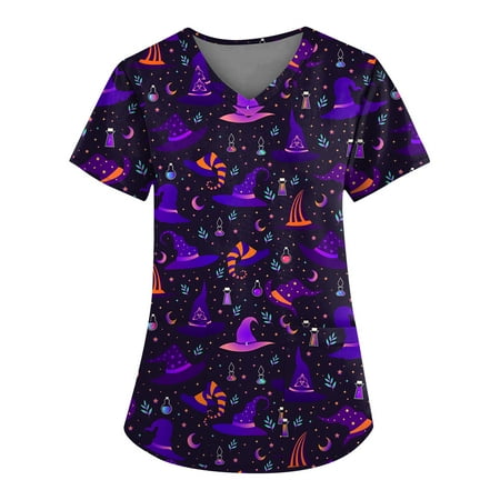 DENGDENG Black Scrubs for Women Halloween Theme Printed Scrub Tops Stretchy Fall Patterned Nurses Strech Short Sleeve Plus Size Clothes Workwear V Neck with Pockets Shirt Dark Purple 5XL
DENGDENG Black Scrubs for Women Halloween Theme Printed Scrub Tops Stretchy Fall Patterned Nurses Strech Short Sleeve Plus Size Clothes Workwear V Neck with Pockets Shirt Dark Purple 5XL