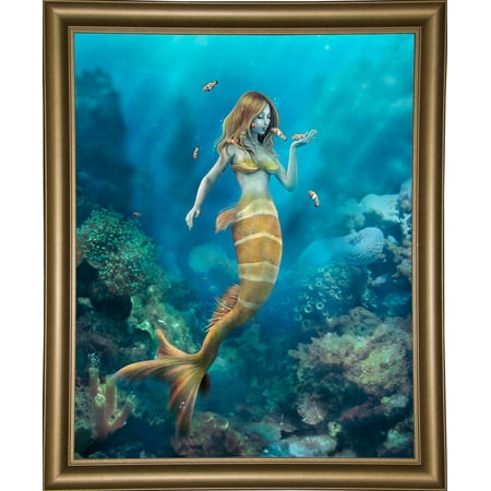 Clown Fish Kiss-SUSMCK87200 Print 10"x8" by Susan McKivergan in a Bistro Gold