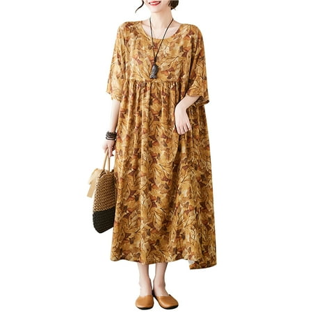 Andoer Women Summer Loose Dress Vintage Printed with Pockets Short Sleeves Round Neck Drop Shoulder Casual Holiday Dress Orange
Andoer Women Summer Loose Dress Vintage Printed with Pockets Short Sleeves Round Neck Drop Shoulder Casual Holiday Dress Orange