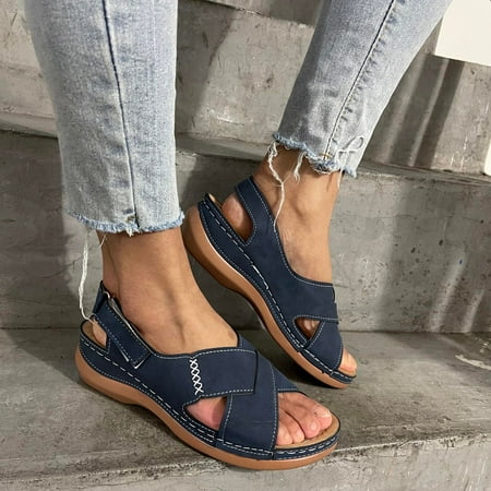 CTEEGC Sandals for Women Dressy Summer Slope Heel Sandals Comfortable Round Toe Buckle Open Toe Beach Sandals
CTEEGC Sandals for Women Dressy Summer Slope Heel Sandals Comfortable Round Toe Buckle Open Toe Beach Sandals