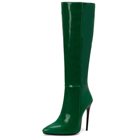 SIMANLAN Womens Comfortable Knee High Boot Patent Leather Side Zip Tall Boots Work Pointed Toe Green 8
SIMANLAN Womens Comfortable Knee High Boot Patent Leather Side Zip Tall Boots Work Pointed Toe Green 8