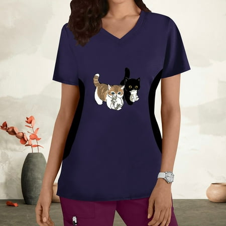 wo-fusoul Summer Savings Clearance! Womens Scrubs Tops Short-Sleeve Cute Cartoon Graphics Nurse Uniform Crew Neck Working Uniform Patchwork Color T-Shirts Casual Blounce w/Pockets
wo-fusoul Summer Savings Clearance! Womens Scrubs Tops Short-Sleeve Cute Cartoon Graphics Nurse Uniform Crew Neck Working Uniform Patchwork Color T-Shirts Casual Blounce w/Pockets