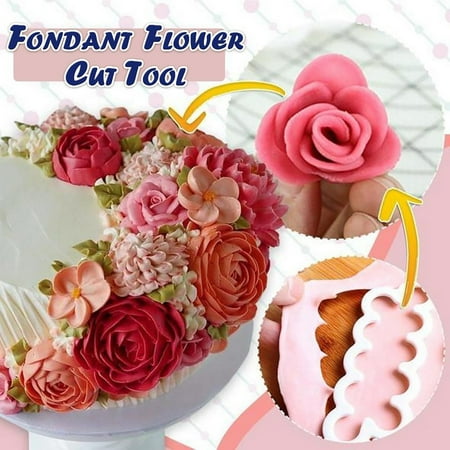 Mishuowoti Cut 3-piece Flower Fondant Embossing Fondant Diy Set Tool Cake Home DIY