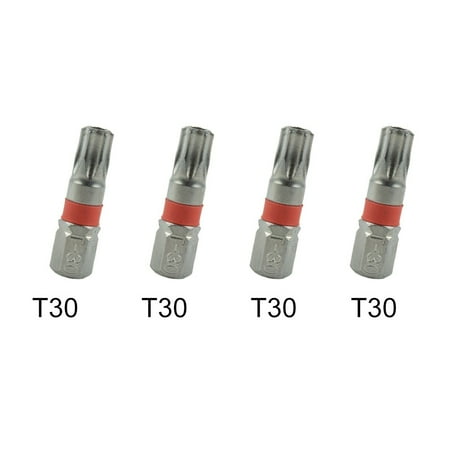 4Pcs Magnetic T6-T40 Hex Head Screw Driver Bit 1/4inch Hex Shank 25mm Spanner