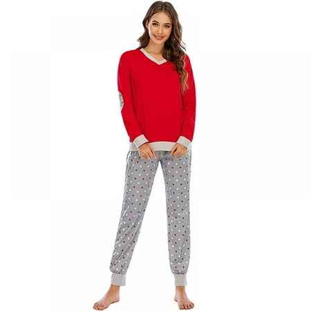 Long-sleeved Ladies Home Service Wave Point Autumn And Winter Pajamas Sleep Pants Set Pajamasia Two-piece Set