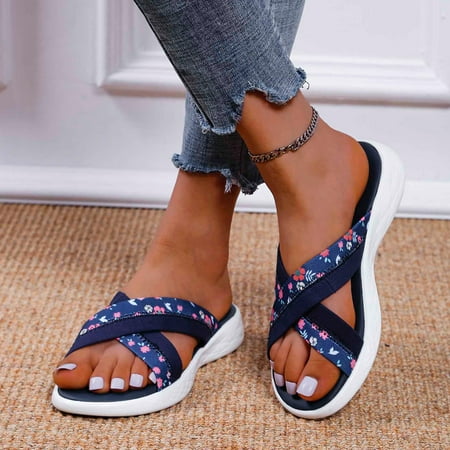 uikmnh Slippers for Women Cloth Small Floral Print Cross Strap Flat Casual Sandals And Slippers Blue 8
uikmnh Slippers for Women Cloth Small Floral Print Cross Strap Flat Casual Sandals And Slippers Blue 8