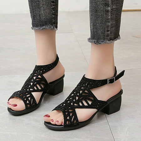Giligiliso Clearance Sandals for Women Women Ladies Fashion High Heel Sandals Comfortable Round Toe Causal Sandals Shoes