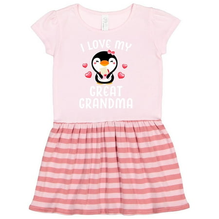 Inktastic I Love My Great Grandma with Cute Penguin and Hearts Gift Toddler Girl Dress