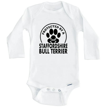 Protected By A Staffordshire Bull Terrier Funny One Piece Baby Bodysuit (Long Sleeve) 3-6 Months White
Protected By A Staffordshire Bull Terrier Funny One Piece Baby Bodysuit (Long Sleeve) 3-6 Months White