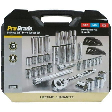 Pro-Grade 19311 0.37 in. Drive Socket Set in Case - 58 Piece