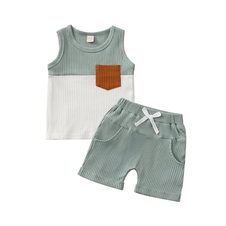 Bagilaanoe 2pcs Toddler Baby Boy Short Pants Set Sleeveless Contrast Color Ribbed Tank Tops + Shorts 6M 12M 18M 24M 3T Kids Casual Summer Outfits
Bagilaanoe 2pcs Toddler Baby Boy Short Pants Set Sleeveless Contrast Color Ribbed Tank Tops + Shorts 6M 12M 18M 24M 3T Kids Casual Summer Outfits