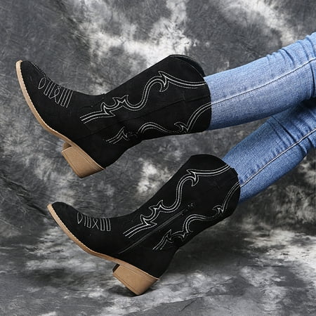 Women‘s Western Mid Calf Boots Block Heel Zipper Embroidered Round Toe Shoes Women‘s Footwear
Women‘s Western Mid Calf Boots Block Heel Zipper Embroidered Round Toe Shoes Women‘s Footwear