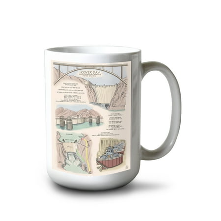 15 fl oz Ceramic Mug Hoover Dam Technical Dishwasher & Microwave Safe