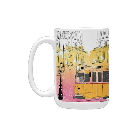 Fashion House Decor Lady Posing in front of Tramway Sketch Retro Romance Aesthetics Yellow Purple Ceramic Mug (15 OZ) (Made In USA)
Fashion House Decor Lady Posing in front of Tramway Sketch Retro Romance Aesthetics Yellow Purple Ceramic Mug (15 OZ) (Made In USA)