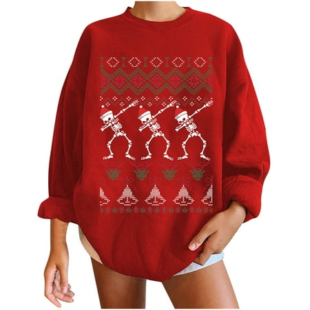 Women Christmas Printed Sweatshirt Long Sleeve Round Neck Shirt Loose Fit Blouses Pullover Tops
Women Christmas Printed Sweatshirt Long Sleeve Round Neck Shirt Loose Fit Blouses Pullover Tops