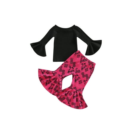 EYIIYE Kids Girls Spring Fall Solid Color Flared Sleeve Knit Pullover Tops + Cattle Head Print Flared Pants Sets 6 Months-4 Years
EYIIYE Kids Girls Spring Fall Solid Color Flared Sleeve Knit Pullover Tops + Cattle Head Print Flared Pants Sets 6 Months-4 Years