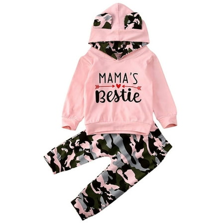 Canrulo Toddler Kid Baby Girl Long Sleeve Letter Print Hooded Tops Camouflage Pants Pink 0-6 Months
Canrulo Toddler Kid Baby Girl Long Sleeve Letter Print Hooded Tops Camouflage Pants Pink 0-6 Months