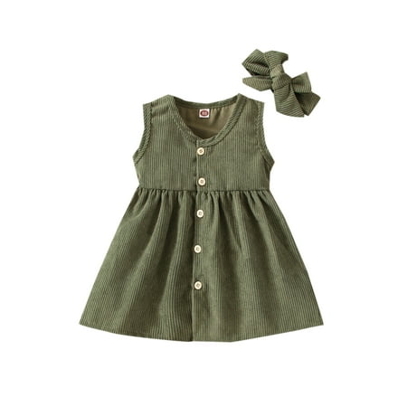 ZIYIXIN Kids Toddler Baby Girl Corduroy Sleeveless Button Dress with Headband Princess Party Dress Skirt Summer Outfits Green 9-12 Months
ZIYIXIN Kids Toddler Baby Girl Corduroy Sleeveless Button Dress with Headband Princess Party Dress Skirt Summer Outfits Green 9-12 Months