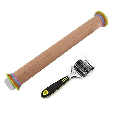 Adjustable Rolling Pin&Non- Handle Noodle Roller Cutter Set Kitchen Baking Tool Wooden Rolling Pin with Scaled
Adjustable Rolling Pin&Non- Handle Noodle Roller Cutter Set Kitchen Baking Tool Wooden Rolling Pin with Scaled